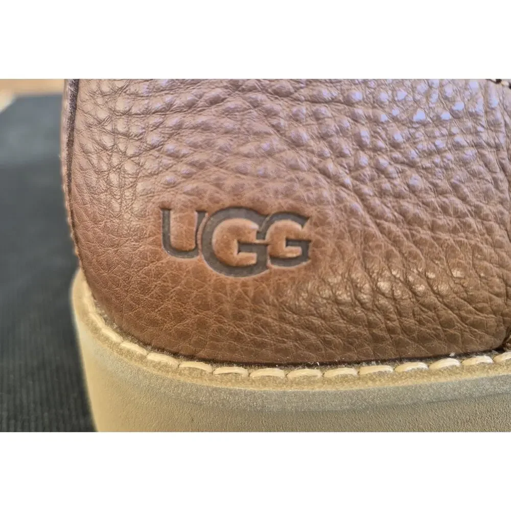 UGG Brown Leather Deconstructed Lace Up Combat Boots Size 7 New No Box